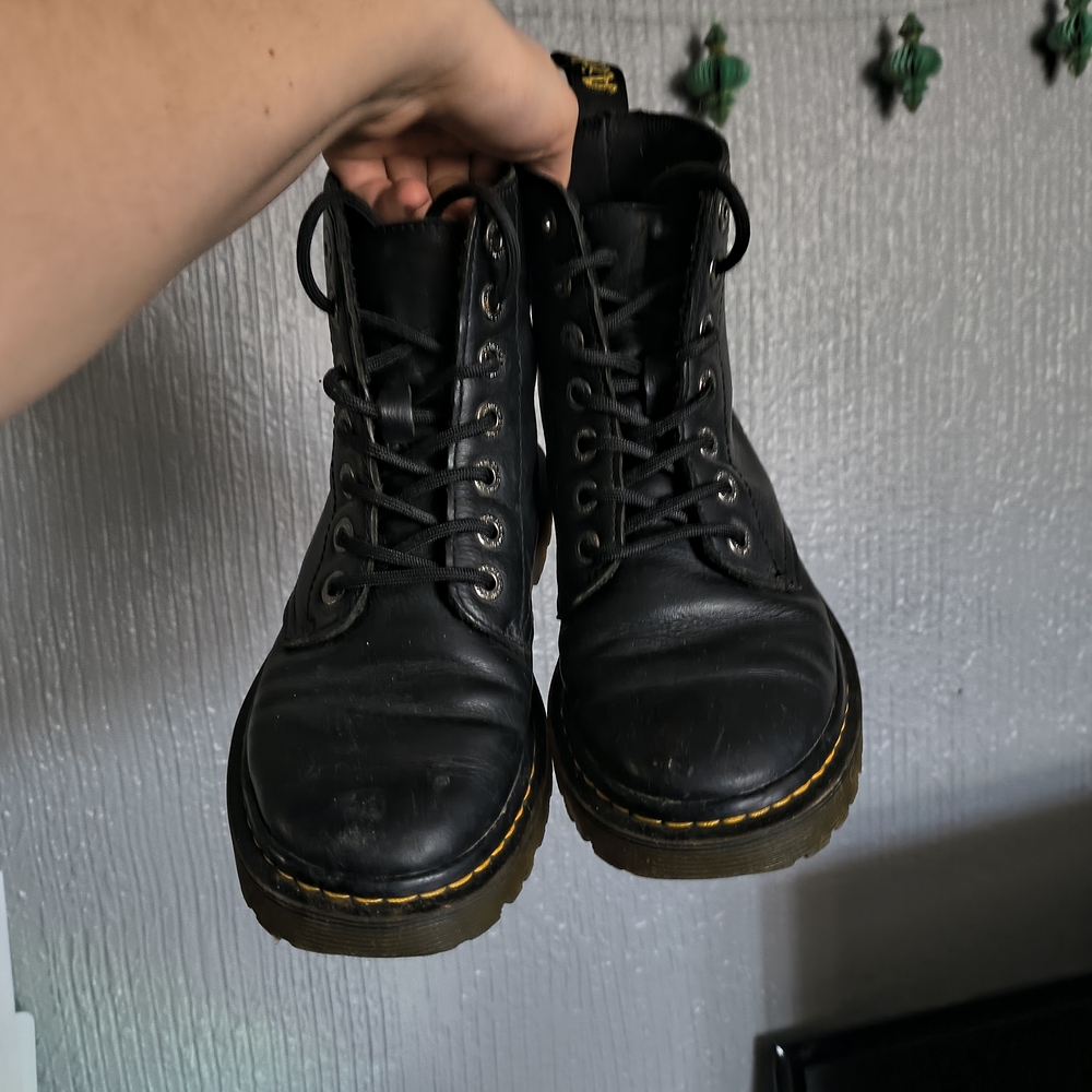 Dr. Martens Black Leather Combat Boots - Picture 4 of 6